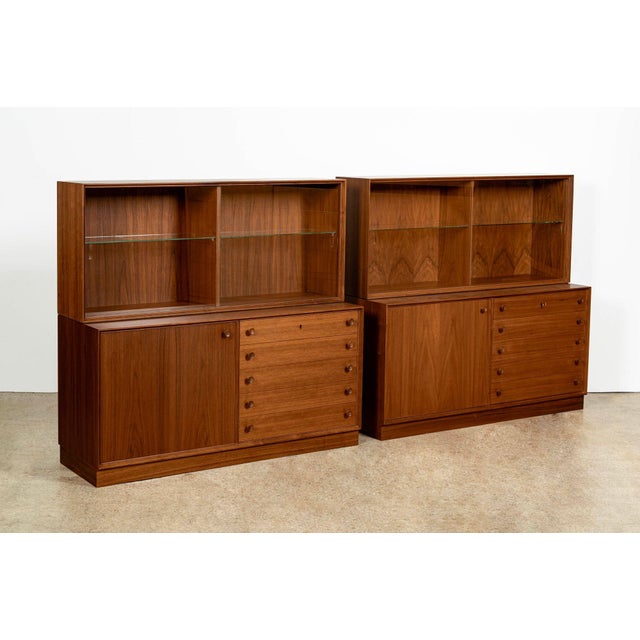 Mid-Century Modern Pair of Swedish Mid-Century Modern Teak Bookcase Display Cabinets, 1960s For Sale - Image 3 of 18