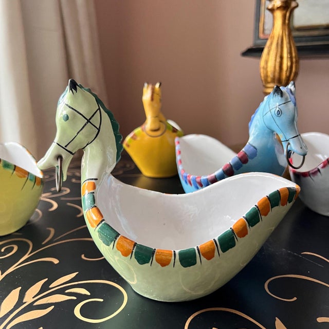 Set of six Bitossi Ceramiche horse bowls by Aldo Londi // Made in Italy // midcentury modern ceramic // Florentine handmade pottery For Sale - Image 13 of 13