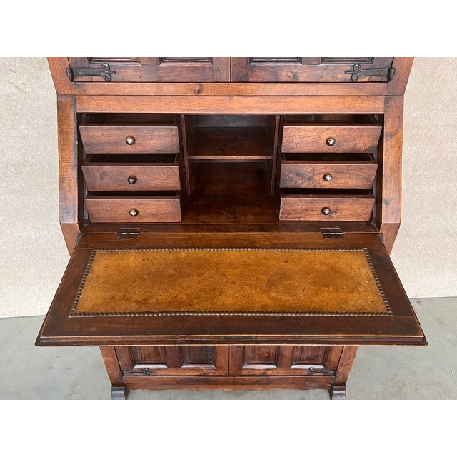 Wood Late 19th Century Spanish Walnut Bureau Bookcase ‘Secretaire’ For Sale - Image 7 of 13