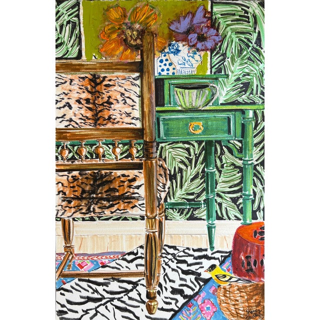 Mixed Media Original Painting "Work From Home" by Shann Spishak For Sale