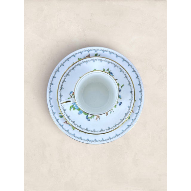 Ceramic Vintage Aynsley Pembroke Fine English Bone China Demitasse Cup, Saucer & Side Plate Trio For Sale - Image 7 of 11