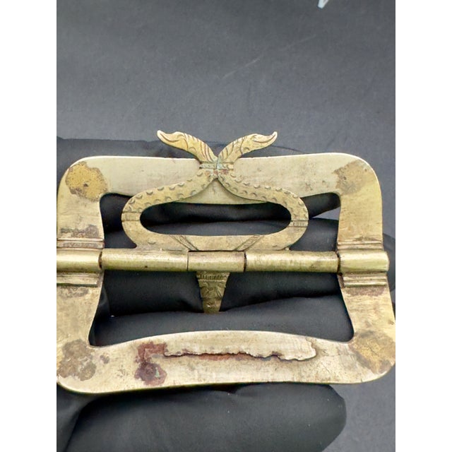 Antique Asian Brass Etched Belt Buckles, Full Set For Sale In New York - Image 6 of 7