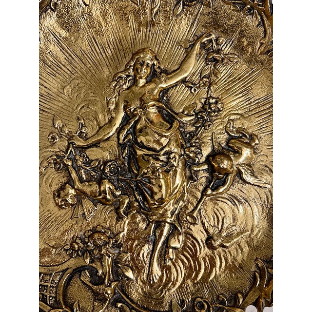 Late 19th Century Antique Gilt Bronze Art Nouveau Footed Centerpiece & Hanging Trays Set-Victorian For Sale - Image 5 of 6