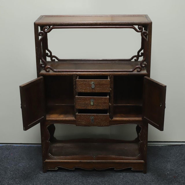 Vintage Chinese Hardwood Two-Tier Display Cabinet (Curio) With Drawers - 76cm For Sale - Image 4 of 9