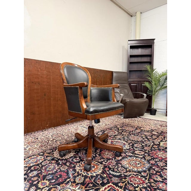 Wood Italian Office Swivel Chair For Sale - Image 7 of 8