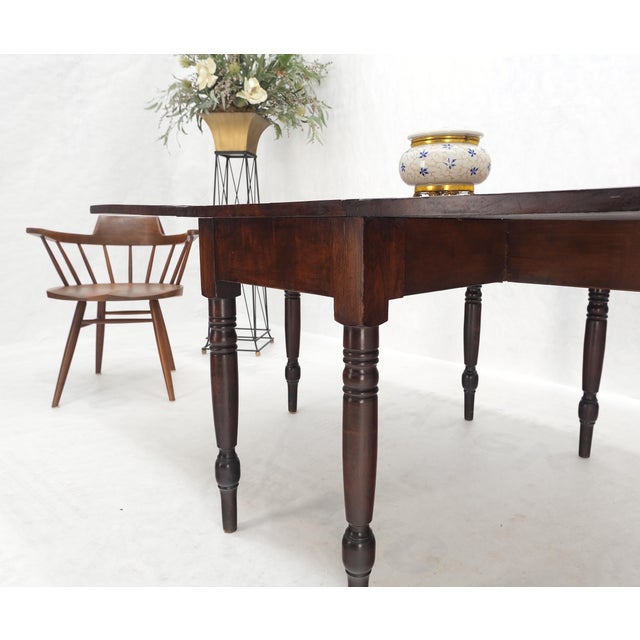 Solid Walnut Board Antique Drop Leaf Dining Center Console Table Clean! For Sale - Image 9 of 17