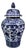 Chinese Chinoiserie Blue and White Interlocking Lotus Porcelain Lidded Ginger Jar For Sale