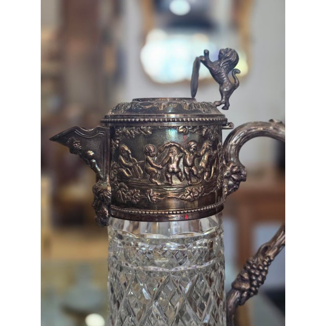Vintage Cut Crystal and 925/1000 Sterling Silver Wine Decanter by Topázio, 1930s For Sale - Image 9 of 16