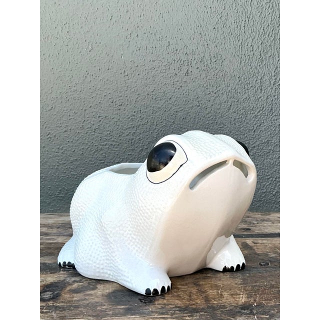 Mid-Century Modern Vintage Mottahedeh Glazed Ceramic Hobnail Frog For Sale - Image 3 of 12