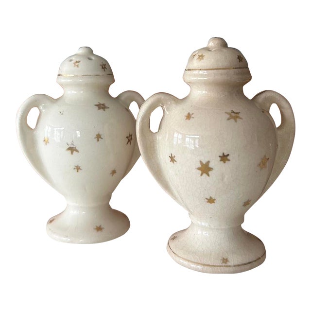 Vintage Japanese Golden Star Salt and Pepper Shakers For Sale