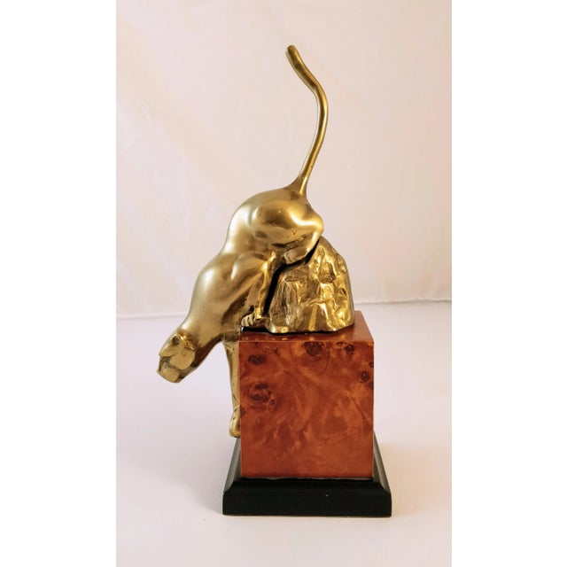 Brass Vintage Brass Mountain Lion Sculpture For Sale - Image 8 of 11
