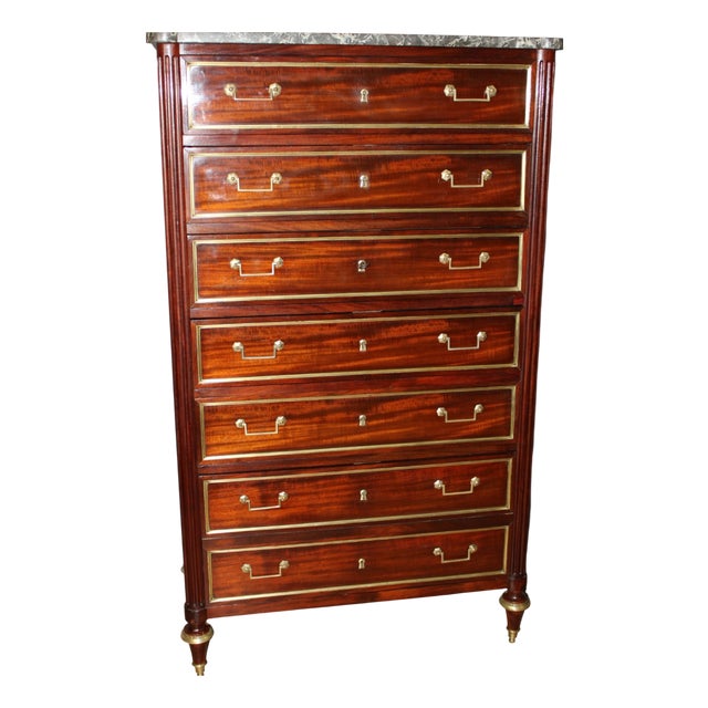 Louis XVI Style Mahogany Chest of Drawers, 18th Century For Sale