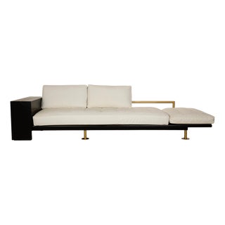 Cream and Black Leather Lounger Sofa from Draenert For Sale