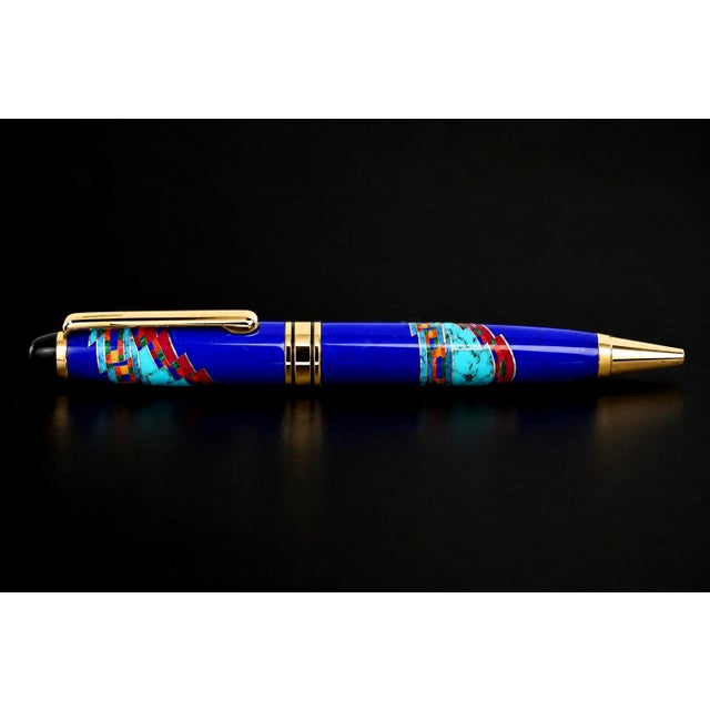 Gemstone David Rosales Gemstone Pen Southwest Native American Lapis Turquoise Ruby For Sale - Image 7 of 9