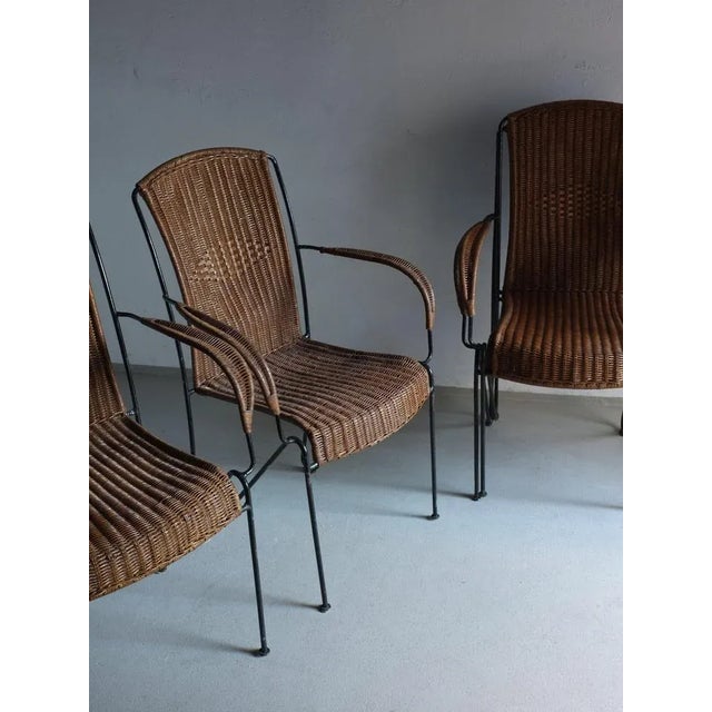Wicker Iron Chairs by Frederic Weinberg, 1960s, Set of 4 For Sale - Image 6 of 10