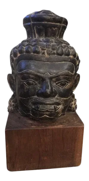 Lopburi Divinity of Terrifying Aspect Head Sculpture