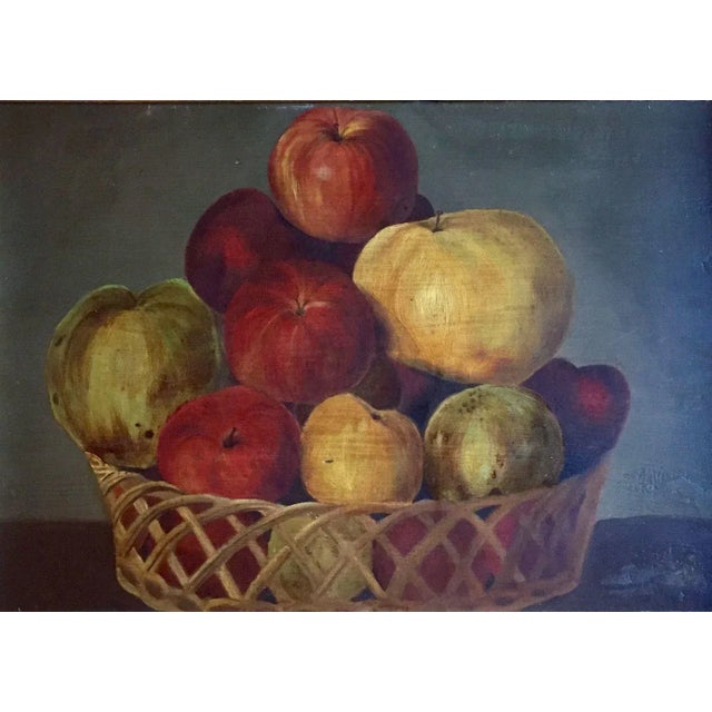 1830s American Empire Basket of Fruit and Apples Still Life Oil Painting For Sale In New York - Image 6 of 11