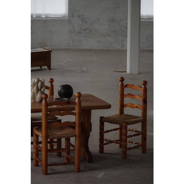 Modern Brutalist French Chairs in the style of Charles Dudouyt, 1960s, Set of 6 For Sale - Image 6 of 18