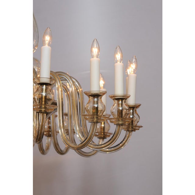 Amber 1960s 16-Light Amber Venetian Glass Chandelier, Italy For Sale - Image 8 of 18
