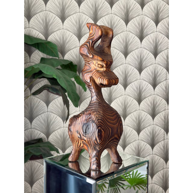 Vintage Mid-Century Modern Retro 1960s Tiki Polynesian Wood Carved Brutalist Sculpture Attributed to Witco For Sale In Los Angeles - Image 6 of 18