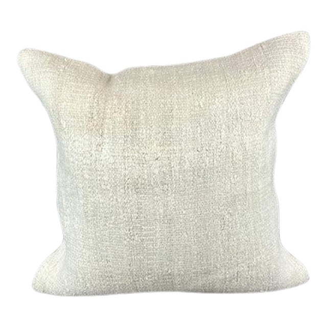 20 x 20 Hemp Pillow Turkish Cushion Natural Grayish White Pillow Cushion Cover For Sale