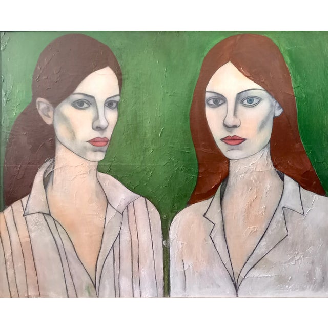 “Aria and Ruby” 20 x 16 inches oil on board 23 x 19 inches in frame We are pleased to sell works on behalf of Christopher...