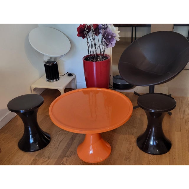Brown Tam Tam Table and Stool Set by Henry Massonnet for Stamp Nurieux, 1950s, Set of 3 For Sale - Image 8 of 13