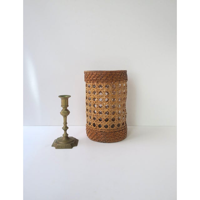 Late 20th Century Wicker Cane Hurricane Candle Lamp For Sale - Image 5 of 9