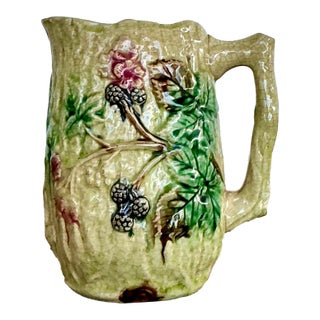 Vintage English Majolica Floral Branch Pitcher For Sale
