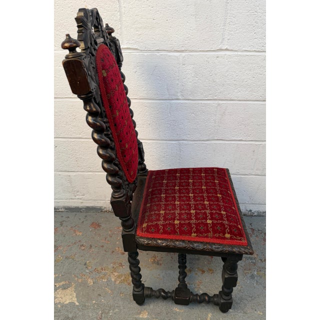 Renaissance Revival Hand Carved Oak Dining Chairs For Sale - Image 12 of 17