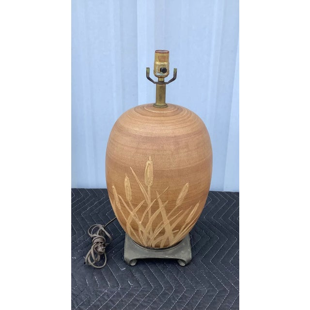 Vintage Ceramic Chinoiserie Table Lamp The lamps are handcrafted with a high rise floral design in brown. The lamps are US...