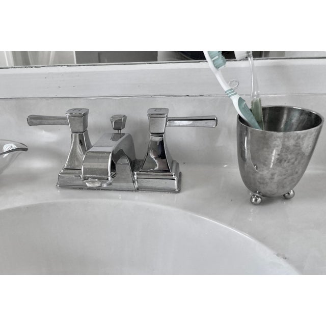 Metal Vintage Modern Silver Metal Cup With Three Round Ball Feet For Sale - Image 7 of 7