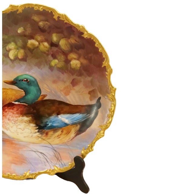 Metal Large 19th Century French Limoges Wall Art Painted Plate For Sale - Image 7 of 10