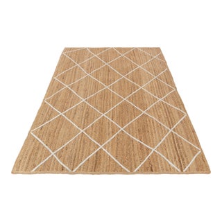 Modern Geometric Bohemian Jute Rug 5x8 Ft. For Sale