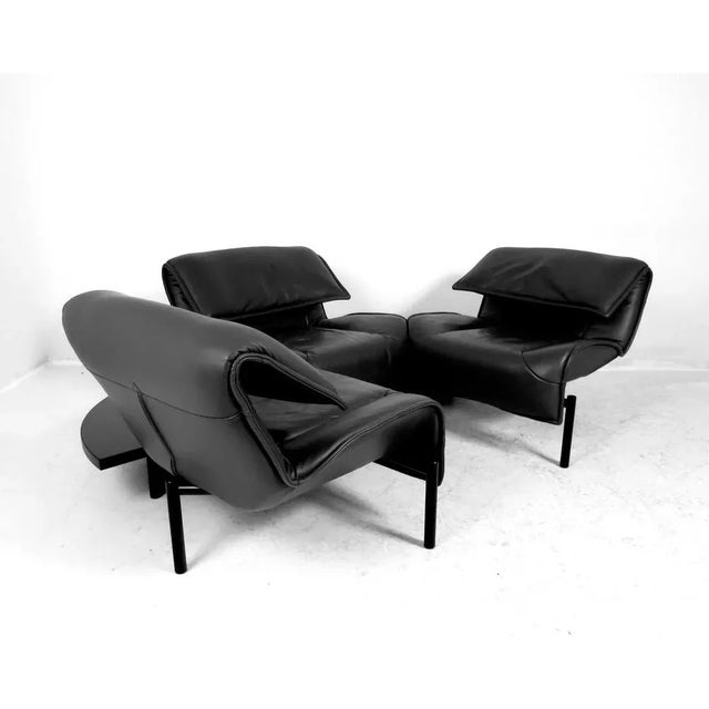 Cassina Cassina Veranda Black Leather Sofa by Vico Magistretti 1st Edition For Sale - Image 4 of 8