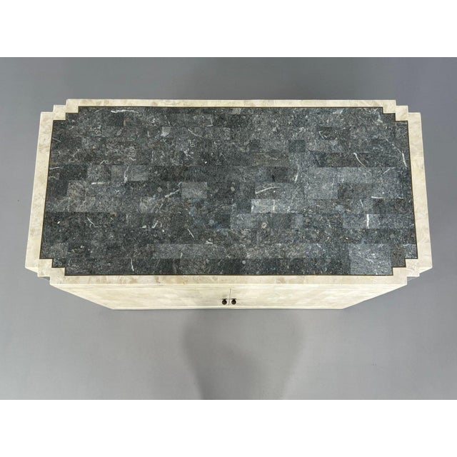 Vintage Sideboard in Stone Marquetry and Brass Inlay, 1980s For Sale - Image 9 of 12