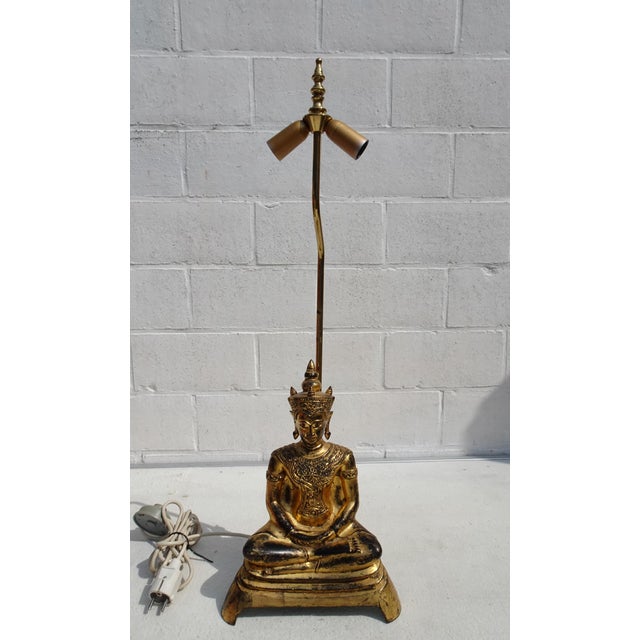 Ayutthaya Phra Chai Bronze Adjustable Gilded Table Lamp, 1960s For Sale - Image 18 of 18