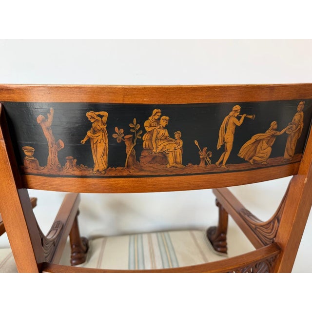 Vintage Neoclassical George Jacob-Style Carved Wood Armchairs – A Pair For Sale - Image 15 of 16