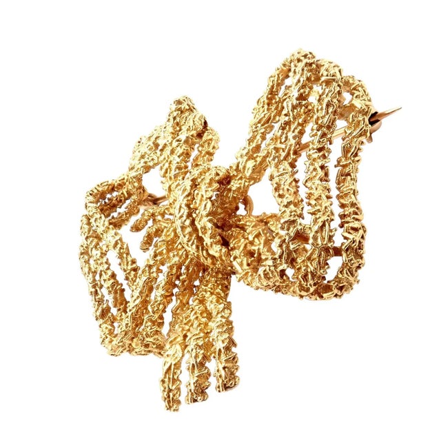 Vintage Tiffany & Co. 18k Yellow Gold Large Ribbon Bow Pin Brooch For Sale - Image 10 of 10