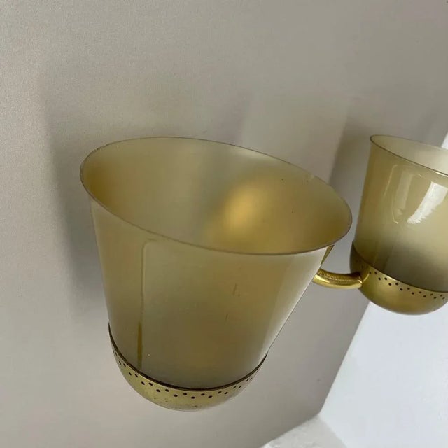 Minimalist Brass and Glass Theatre Wall Light in the style of Stilnovo, Italy, 1920s For Sale - Image 11 of 18