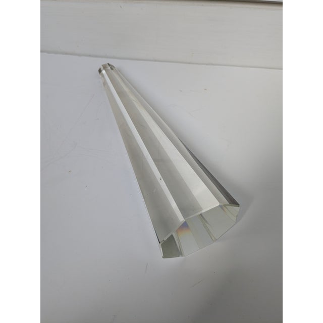 Transparent Large Mid 20th Century Crystal Glass Obelisk For Sale - Image 8 of 12