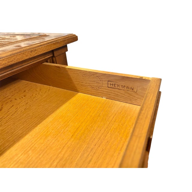 1960s 1960 Mid Century Modern Hekman Large Nightstand 2 Drawers End Side Table For Sale - Image 5 of 11