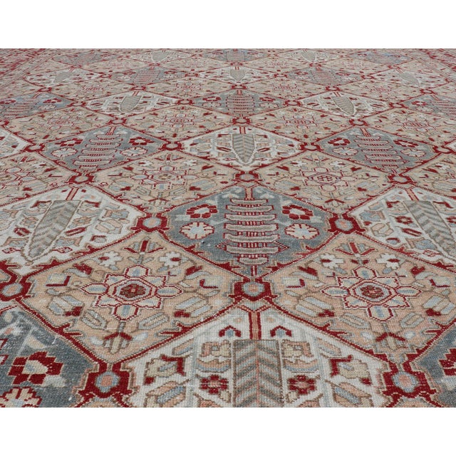 Antique Persian All-Over Garden Design Bakhtiari Rug in Multi Colors 12'11 X 15'6 For Sale - Image 9 of 15