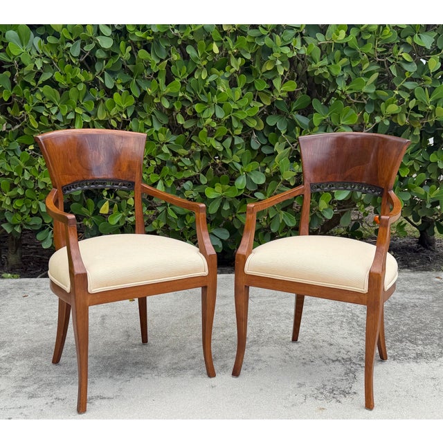 Early 21st Century William Switzer Biedermeier Armchairs, Pair For Sale - Image 5 of 17
