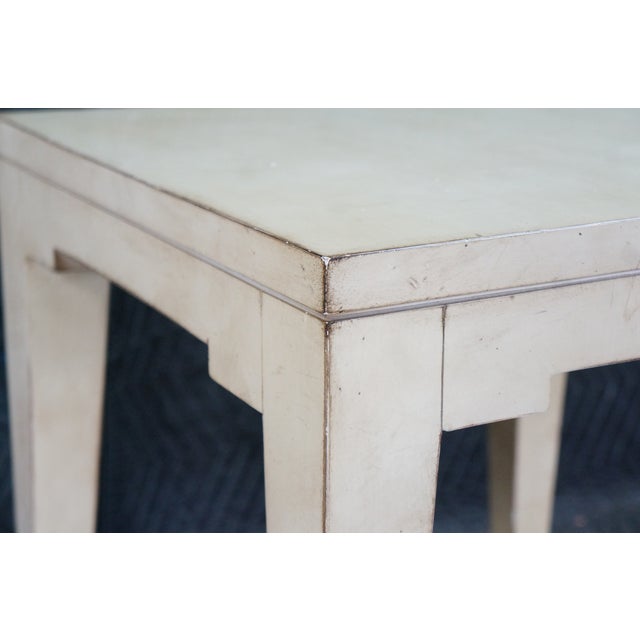Late 20th Century Hollywood Regency Style Cream Painted Square Bunching Table 22" For Sale - Image 11 of 17