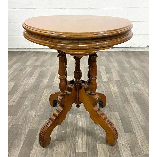 Wood Antique Victorian Style Oval Parlor Table Accent Table For Sale - Image 7 of 10