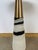 Sculptural round Revelation Pier Accent Table / Black &White Marble. Brass Details. Stripped base. Showroom floor sample.