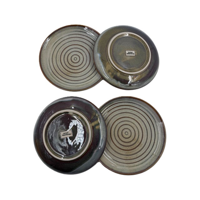 Coffee Vietnamese Dual-Glaze Stoneware Ceramic Coffee Cups and Saucers With Spiral Motif - Set of 4 For Sale - Image 8 of 8
