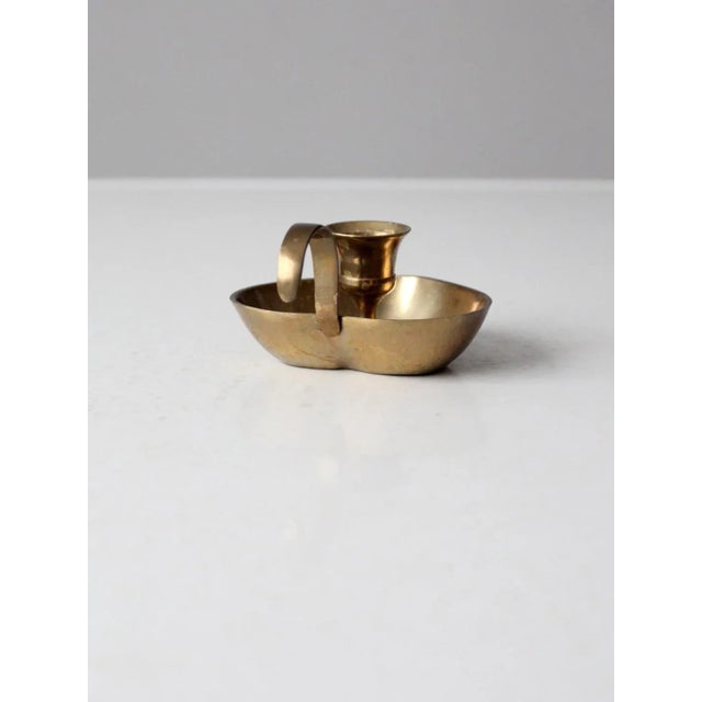 Vintage Brass Heart Shaped Candlestick Holder For Sale - Image 6 of 11