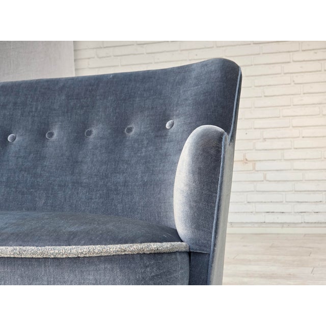 Vintage Danish Two-Seater Sofa in Furniture Velour and Beech, 1960s For Sale - Image 11 of 18
